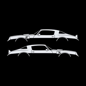 Set Of 2 Car Silhouette Decal Stickers For Pontiac Firebird Trans Am 2nd Gen 1977-78 White