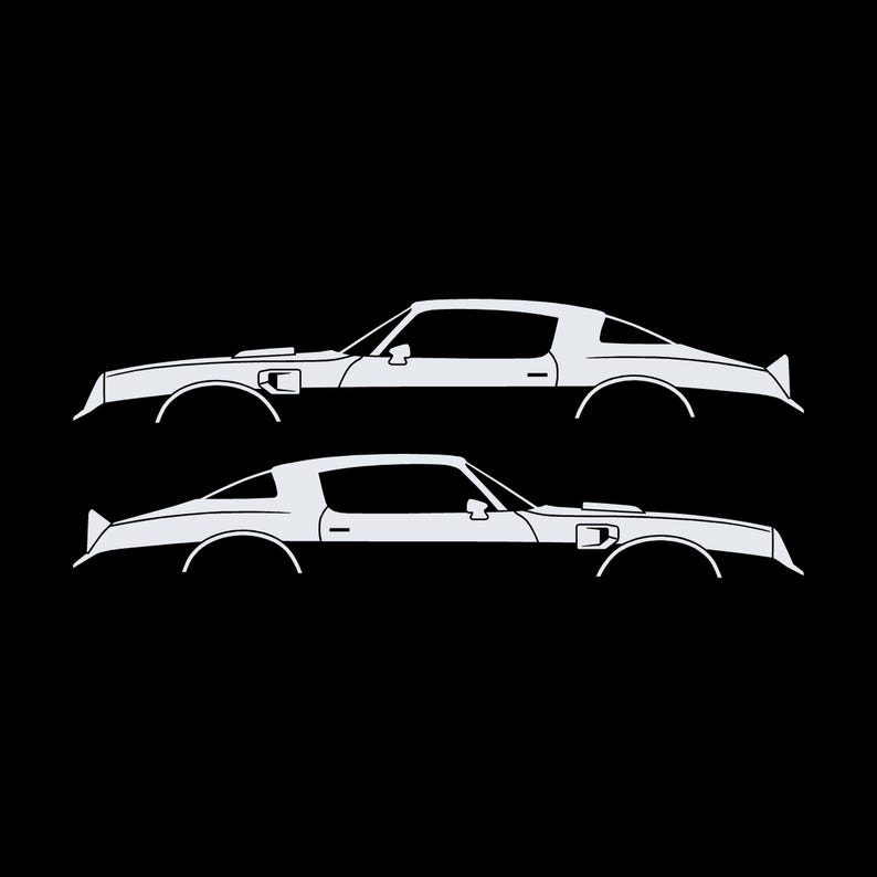 Set Of 2 Car Silhouette Decal Stickers For Pontiac Firebird Trans Am 2nd Gen 1977-78 White