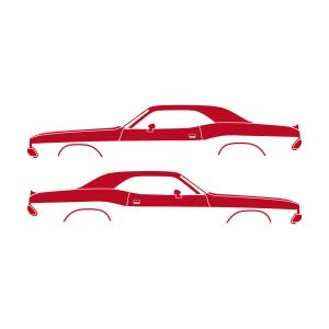 Set Of 2 Car Silhouette Decal Stickers For Dodge Challenger Classic Hardtop 1st Gen 1970-74 Coupe Red