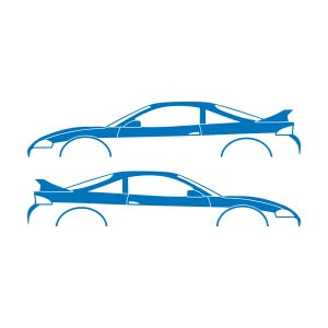Set Of 2 Car Silhouette Decal Stickers For Mitsubishi Eclipse 2nd Gen 2Gb 1997-99 GS-T GSX Rear Spoiler Sky Blue