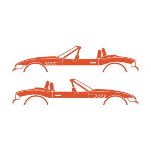 Set Of 2 Car Silhouette Decal Stickers For BMW Z3 Roadster Orange