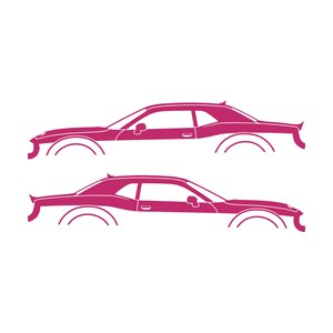 Ensemble de 2 autocollants silhouette de voiture pour Dodge Challenger Hellcat Rose