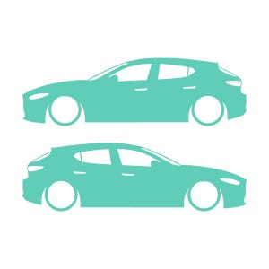 Set mit 2 Aufklebern für tiefergelegte Fahrzeuge für Mazda 3 BP 4. Generation 2019 Mint