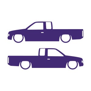 Set Of 2 Lowered Truck Silhouette Decal Stickers For Nissan Hardbody Ext Cab D21 Pickup Purple