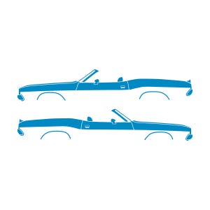 Set Of 2 Car Silhouette Decal Stickers For Dodge Challenger Classic Convertible Light Blue