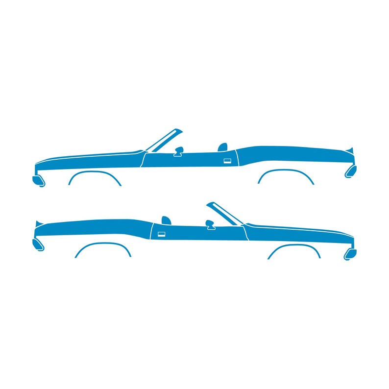 Set Of 2 Car Silhouette Decal Stickers For Dodge Challenger Classic Convertible Light Blue