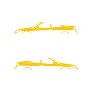 Set Of 2 Car Silhouette Decal Stickers For Saab 9-3 Facelift 2nd Gen Convertible Yellow