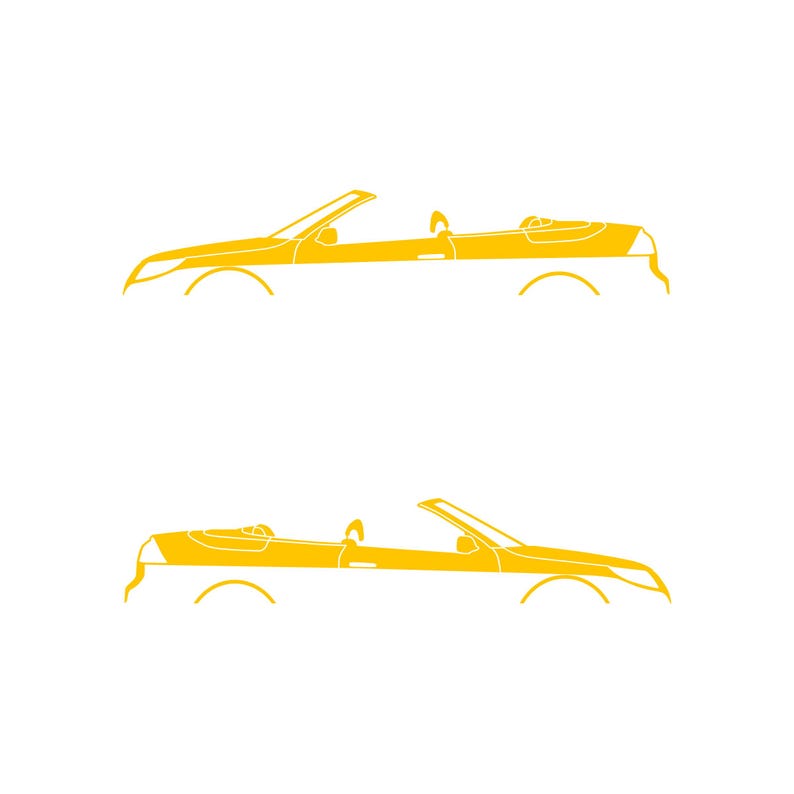 Set Of 2 Car Silhouette Decal Stickers For Saab 9-3 Facelift 2nd Gen Convertible Yellow