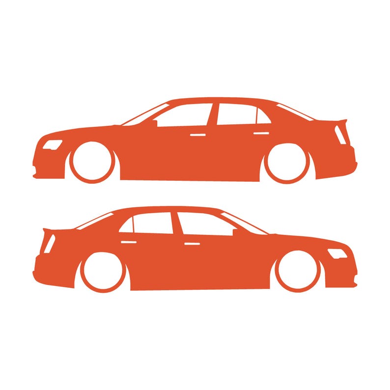 Juego de 2 pegatinas con silueta de coche rebajado para Chrysler 300 SRT de segunda generación. Naranja