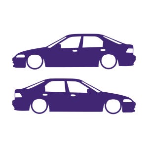 Set Of 2 Lowered Car Silhouette Decal Stickers For Honda Civic EG Sedan Purple