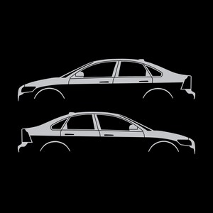 Set Of 2 Car Silhouette Decal Stickers For Volvo S40 2nd Gen Silver