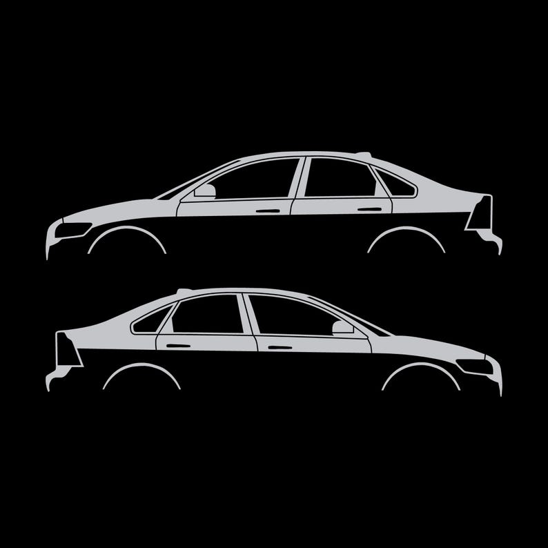 Set Of 2 Car Silhouette Decal Stickers For Volvo S40 2nd Gen Silver