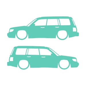 Set Of 2 Lowered Car Silhouette Decal Stickers For Subaru Forester 1st Gen SF Mint