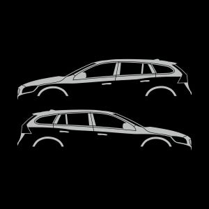 Set Of 2 Car Silhouette Decal Stickers For Volvo V60 2011-18 1st Gen Light Grey