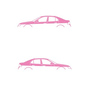 Juego de 2 pegatinas decorativas con silueta de coche rebajado para Saab 9-3 Early Spec 2nd Gen Sedan Soft Pink