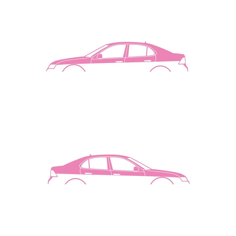 Juego de 2 pegatinas decorativas con silueta de coche rebajado para Saab 9-3 Early Spec 2nd Gen Sedan Soft Pink