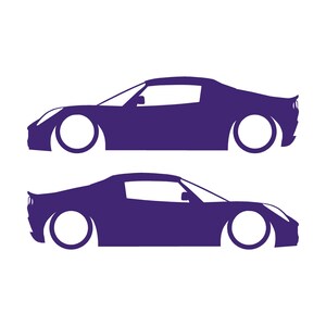 Juego de 2 pegatinas decorativas con silueta de coche rebajado para Lotus Elise S2 Morado