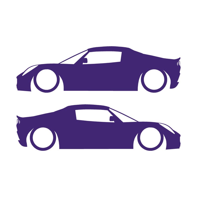 Juego de 2 pegatinas decorativas con silueta de coche rebajado para Lotus Elise S2 Morado