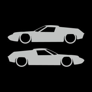 Set Of 2 Lowered Car Silhouette Decal Stickers For Lotus Europa Light Grey