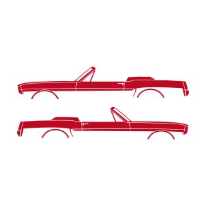Set Of 2 Car Silhouette Decal Stickers For 1964-66 Ford Mustang Convertible Red