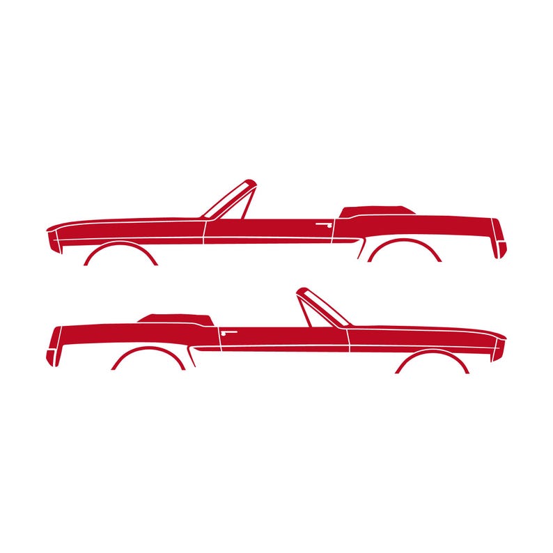 Set Of 2 Car Silhouette Decal Stickers For 1964-66 Ford Mustang Convertible Red