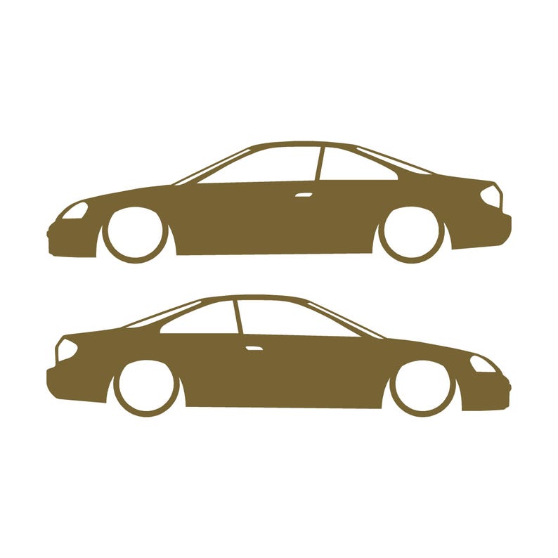 Juego de 2 pegatinas decorativas con silueta de coche rebajado para Acura CL YA4 Coupé de segunda generación Oro
