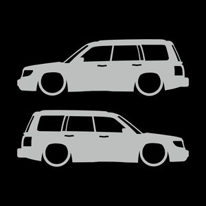 Set Of 2 Lowered Car Silhouette Decal Stickers For Subaru Forester 1st Gen SF Light Grey