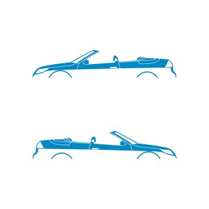 Set Of 2 Car Silhouette Decal Stickers For Saab 9-3 Facelift 2nd Gen Convertible Light Blue