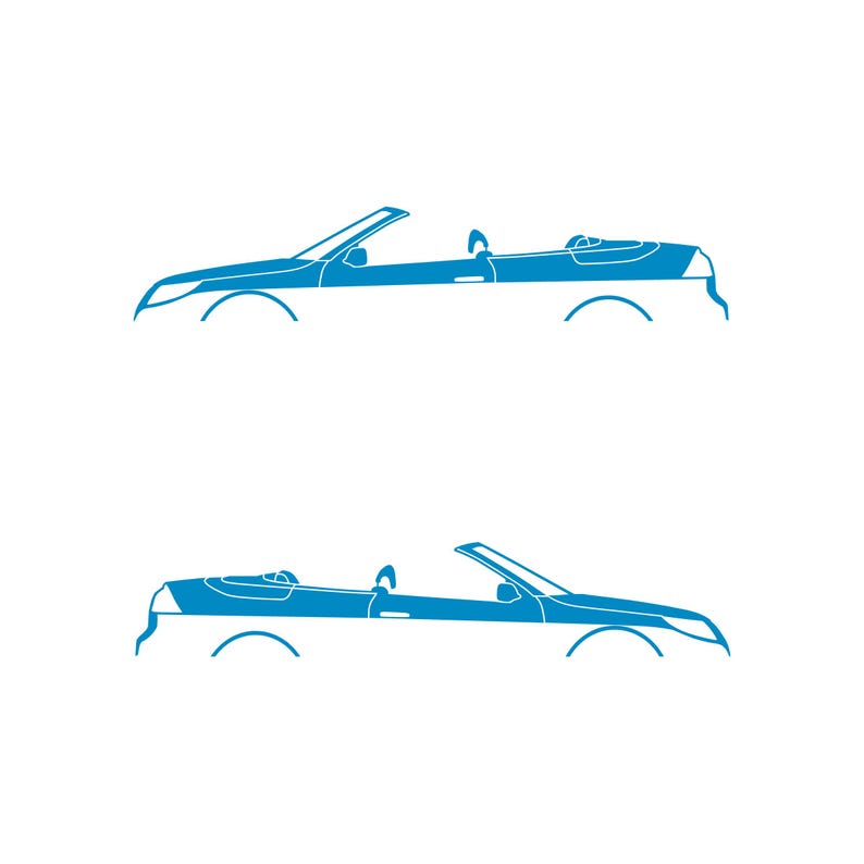 Set Of 2 Car Silhouette Decal Stickers For Saab 9-3 Facelift 2nd Gen Convertible Light Blue