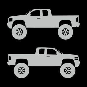 Set Of 2 Lifted Car Silhouette Decal Stickers For Chevrolet Silverado 2nd Gen 2007-14 Ext Cab Light Grey