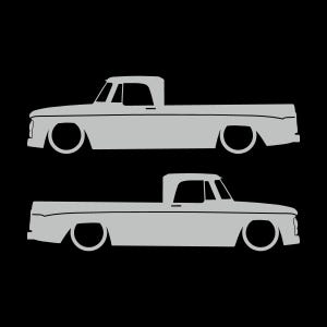 Set Of 2 Car Silhouette Decal Stickers For 1961-65 Dodge D100 Sweptline Long Bed 1st Gen Light Grey