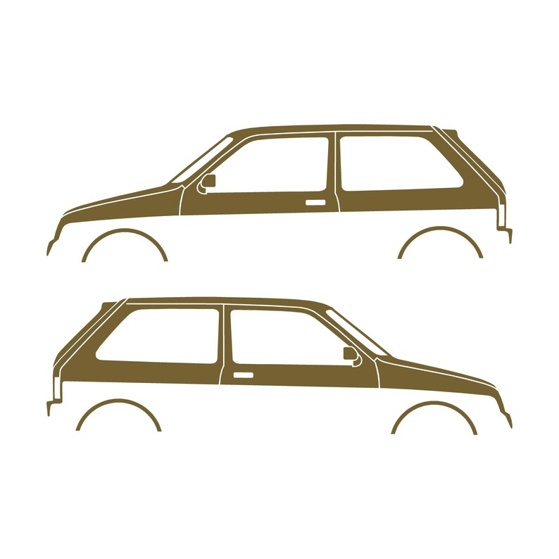 Set Of 2 Car Silhouette Decal Stickers For MG Metro Gold