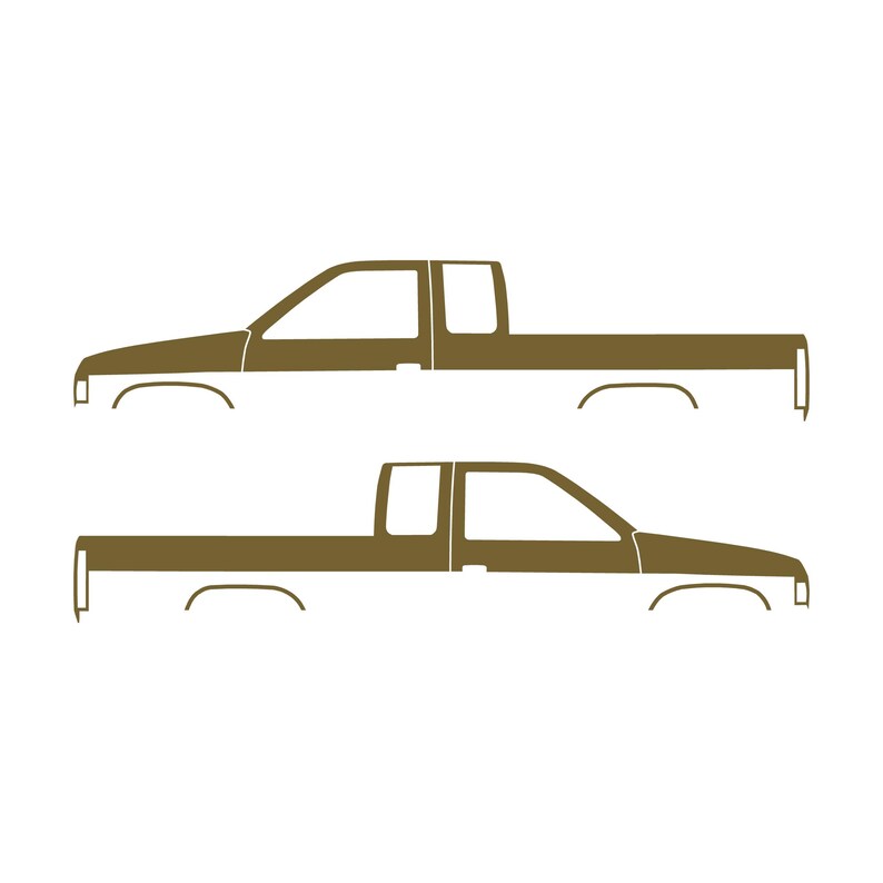 Set Of 2 Truck Silhouette Decal Stickers For Nissan D21 Hardbody King Cab Pickup Gold