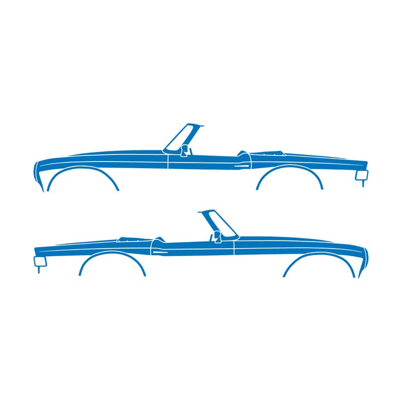 Set Of 2 Car Silhouette Decal Stickers For Triumph TR6 Sky Blue