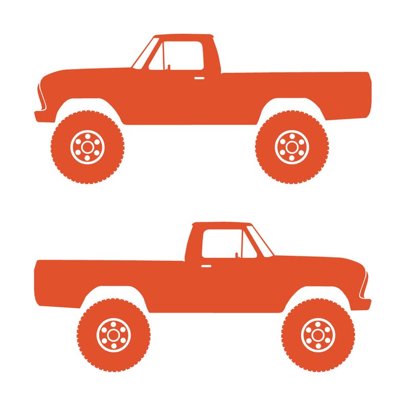 Set Of 2 Car Silhouette Decal Stickers For Ford F100 6th Gen Long Bed Orange