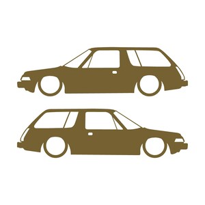 Set Of 2 Lowered Car Silhouette Decal Stickers For AMC Pacer Classic Wagon Gold
