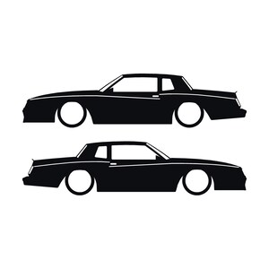 Set mit 2 Auto-Silhouette-Aufklebern für Chevrolet Monte Carlo SS 4. Generation Outline V2 Coupé Schwarz