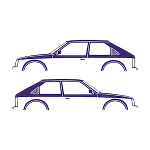 Set Of 2 Car Silhouette Decal Stickers For Opel Kadett D GTE 3-Door Hatchback Purple