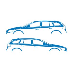 Set Of 2 Car Silhouette Decal Stickers For Volvo V60 2011-18 1st Gen Sky Blue