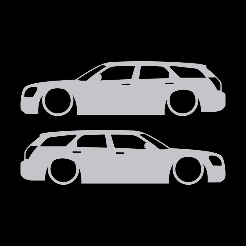Set med 2 sänkta silhuettdekaler för Dodge Magnum Silver