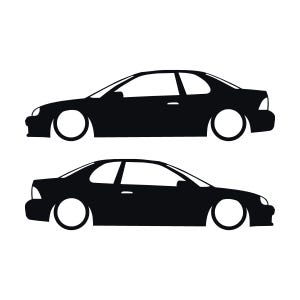 Set Of 2 Lowered Car Silhouette Decal Stickers For Dodge Neon 1st Gen 1994-99 Coupe Black