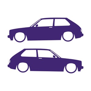 Conjunto de 2 adesivos com silhueta de carro rebaixado para Toyota Starlet GT Turbo EP82 JDM Roxo