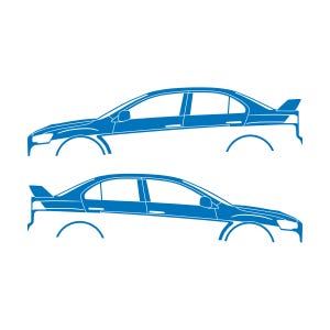 Set Of 2 Lowered Car Silhouette Decal Stickers For Mitsubishi Lancer Evo X 10 Sky Blue