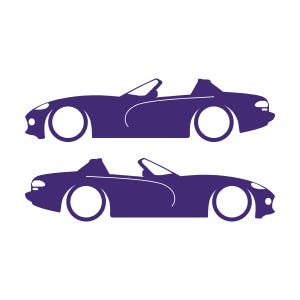 Set mit 2 Aufklebern für tiefergelegte Fahrzeuge für Dodge Viper Roadster der 1. Generation Lila