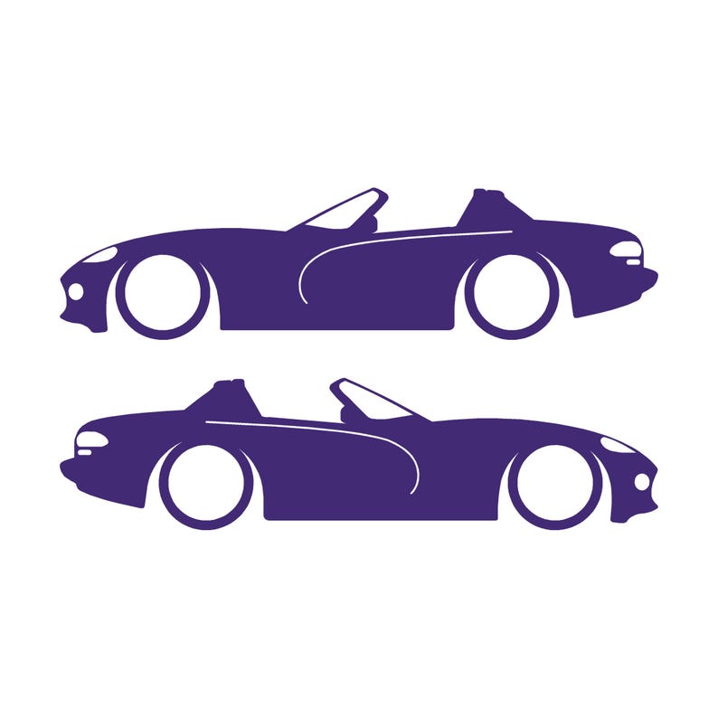 Set mit 2 Aufklebern für tiefergelegte Fahrzeuge für Dodge Viper Roadster der 1. Generation Lila