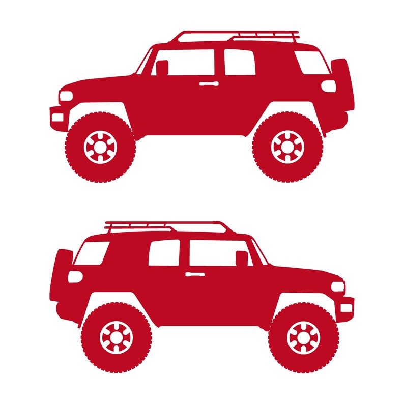 Set Of 2 Lifted Car Silhouette Decal Stickers For Toyota FJ Cruiser Red