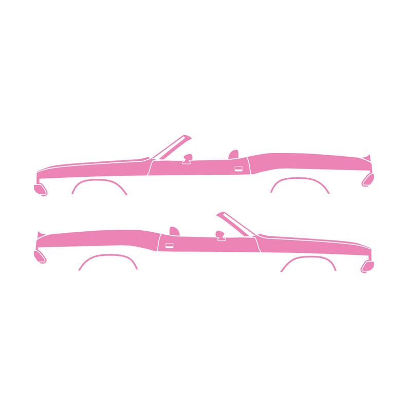 Set Of 2 Car Silhouette Decal Stickers For Dodge Challenger Classic Convertible Soft Pink