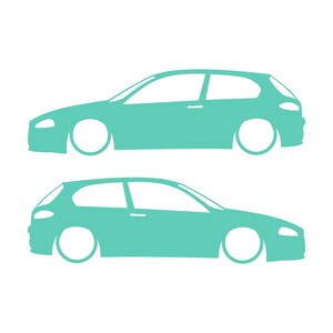 Set Of 2 Lowered Car Silhouette Decal Stickers For Alfa Romeo 147 Facelift 2005+ 3-DOOR Hatchback Mint