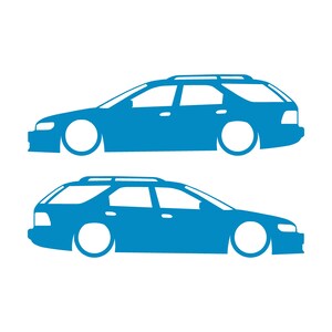 Set med 2 sänkta silhuettdekaler för Honda Accord 5:e generationen 1993-97 kombi Light Blue