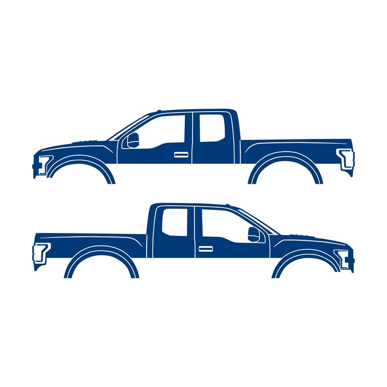 Set Of 2 Car Silhouette Decal Stickers For Ford Raptor F150 2nd Gen 2017 Blue